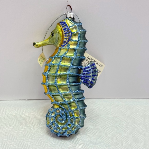 Colorful Ocean Seahorse Blown Glass Christmas Ornament - Picture 2 of 6